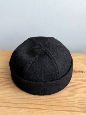 100% Dyed Black Wool Docker Brimless Hat Handmade 56cm US7 Medium Sterkowski Hat